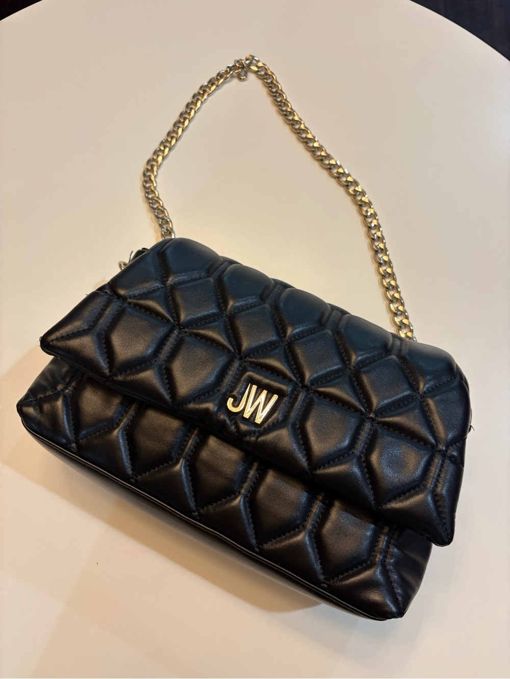 Jason Wu Black Quilted Shoulder Bag with Gold Chain